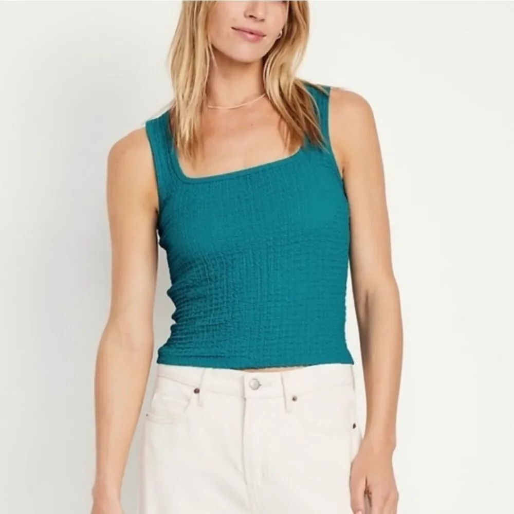 🔺️Old Navy Teal Square Neck Textured Sleeveless Top Small
